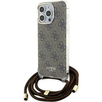 Obal Guess IML 4G Printed Crossbody Apple iPhone 15 Pro Max GUHCP15XHC4SEW Brown