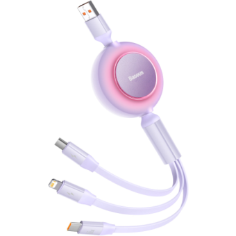Baseus Bright Mirror 2 3v1 CAMJ010105, USB-C, Lightning, MicroUSB, 66W, 1.1m, fialový