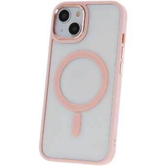 Silikónové puzdro na Apple iPhone 15 Plus Satin Clear Mag ružové
