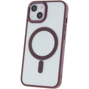 Silikónové puzdro na Apple iPhone 14 Satin Clear Mag fialové