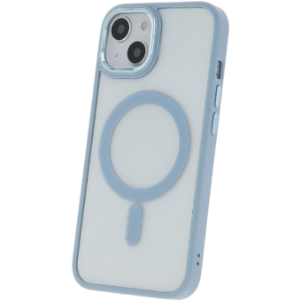 Silikónové puzdro na Apple iPhone 12 Satin Clear Mag modré