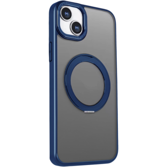 Plastové puzdro na Apple iPhone 15 Pro Mag Ring Rotating modré