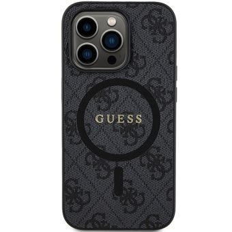 Obal Guess PU Leather 4G Colored Ring MagSafe Apple iPhone 15 Pro GUHMP15LG4GFRK Black