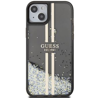Obal Guess PC/TPU Liquid Glitter Gold Stripe Apple iPhone 15 Plus GUHCP15MLFCSEGK Black