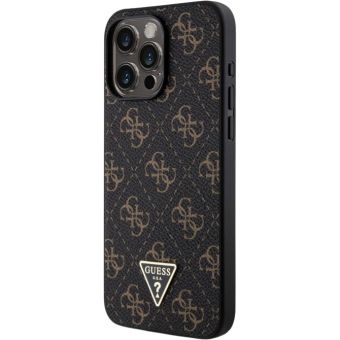Obal Guess PU Leather 4G Triangle Metal Logo Apple iPhone 14 Pro GUHCP14LPG4GPK Black