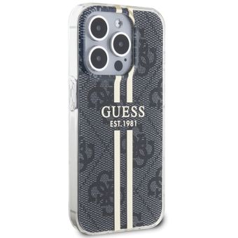Obal Guess IML 4G Gold Stripe Apple iPhone 15 Pro GUHCP15LH4PSEGK Black