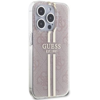 Obal Guess IML 4G Gold Stripe Apple iPhone 15 Pro GUHCP15LH4PSEGP Pink