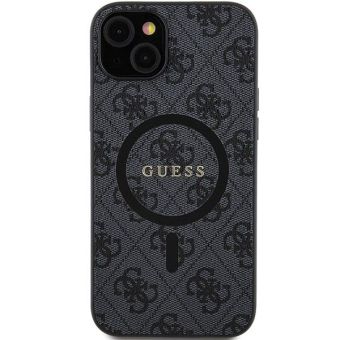 Obal Guess PU Leather 4G Colored Ring MagSafe Apple iPhone 15 Plus GUHMP15MG4GFRK Black
