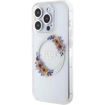 Obal Guess PC/TPU Flowers Ring Glossy Logo MagSafe Apple iPhone 13 Pro Max GUHMP13XHFWFCT Transparent