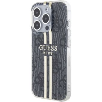 Obal Guess IML 4G Gold Stripe Apple iPhone 15 Pro Max GUHCP15XH4PSEGK Black