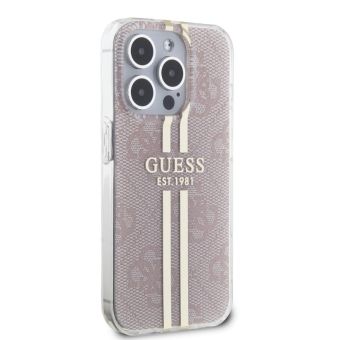 Obal Guess IML 4G Gold Stripe Apple iPhone 15 Pro Max GUHCP15XH4PSEGP Pink