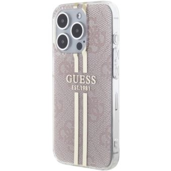 Obal Guess IML 4G Gold Stripe Apple iPhone 15 Pro Max GUHCP15XH4PSEGP Pink