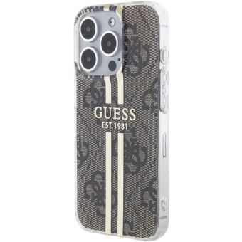 Obal Guess IML 4G Gold Stripe Apple iPhone 15 Pro Max GUHCP15XH4PSEGW Brown
