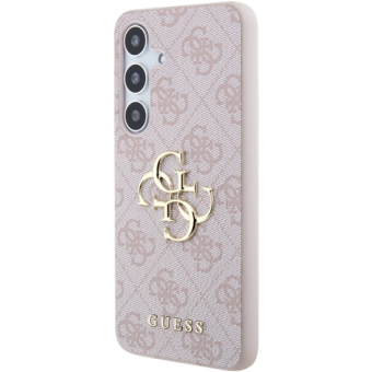 Plastové puzdro Guess na Samsung Galaxy S24 5G S921 GUHCS24S4GMGPI PU 4G Big Metal Logo ružové