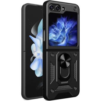 Odolné puzdro na Samsung Galaxy Z Flip5 5G F731 Camshield Ring Armor čierne