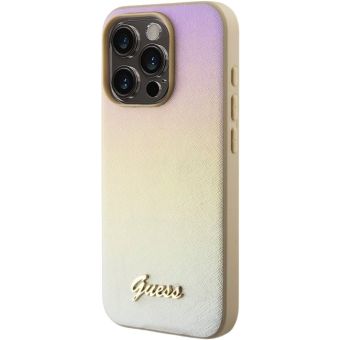 Obal Guess PU Leather Iridescent Metal Script Apple iPhone 15 Pro Max GUHCP15XPSAIRSD Gold