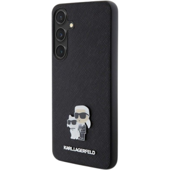 Plastové puzdro Karl Lagerfeld na Samsung Galaxy S24+ 5G S926 KLHCS24MPSAKCMPK PU Saffiano Metal Karl and Choupette čierne