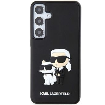Plastové puzdro Karl Lagerfeld na Samsung Galaxy S24+ 5G S926 KLHCS24M3DRKCNK 3D Rubber Karl and Choupette čierne