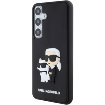 Plastové puzdro Karl Lagerfeld na Samsung Galaxy S24+ 5G S926 KLHCS24M3DRKCNK 3D Rubber Karl and Choupette čierne