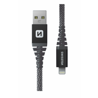 SWISSTEN Kevlar, USB-A na Lightning 8pin, 3A, 60W, 1.5m, čierny