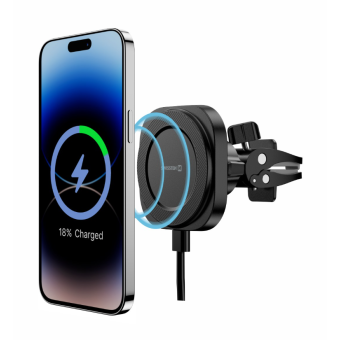 SWISSTEN Magstick Compact, magnetický držiak, bezdrôtové nabíjanie 15W Magsafe, čierny