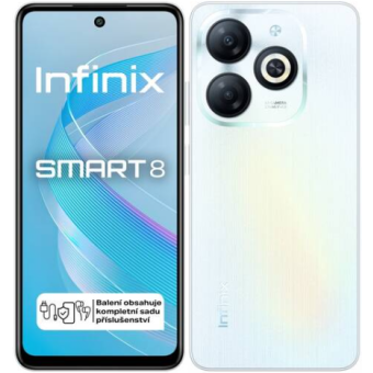 Infinix Smart 8, 3/64 GB, Dual SIM, Galaxy White - SK distribúcia