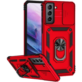 Odolné puzdro na Samsung Galaxy S21 5G G991 Camshield Ring Armor červené
