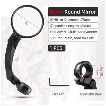 Rockbros 26210001004, pravé spätné zrkadlo na bicykel, čierne