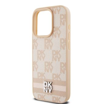 DKNY PU Leather Checkered Pattern and Stripe Apple iPhone 13 Pro DKHCP13LPCPTSSP Pink