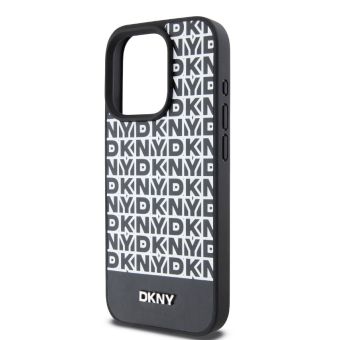 DKNY PU Leather Repeat Pattern Bottom Stripe MagSafe Apple iPhone 14 Pro DKHMP14LPSOSPK Black