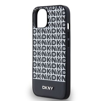 DKNY PU Leather Repeat Pattern Bottom Stripe MagSafe Apple iPhone 14 DKHMP14SPSOSPK Black