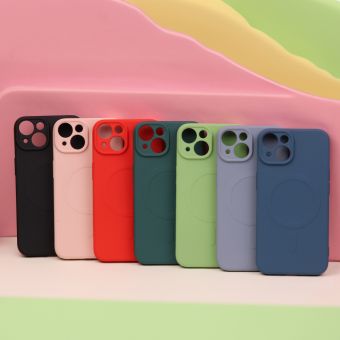 Silikónové puzdro na Apple iPhone 15 Simple Color Mag ružové