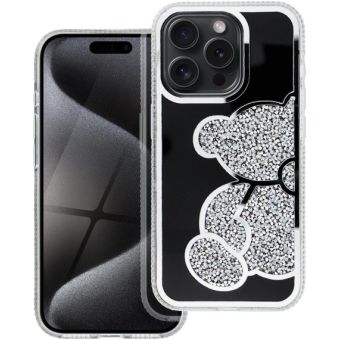 Obal TEDDY BEAR Case Apple iPhone 15 Pro silver