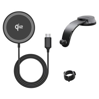 DUZZONA V4 Dashboard Car Holder with Magnetic Wireless Charger 15W (Compatible with MagSafe and Qi2 charging)