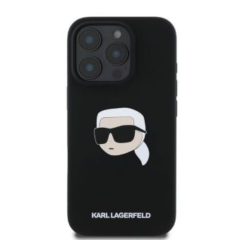 Obal Karl Lagerfeld Liquid Silicone Karl Head MagSafe Apple iPhone 16 Pro KLHMP16LSKHPPLK čierny