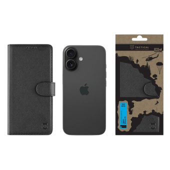 Tactical Field Notes Book iPhone 16 - čierne (s prackou)