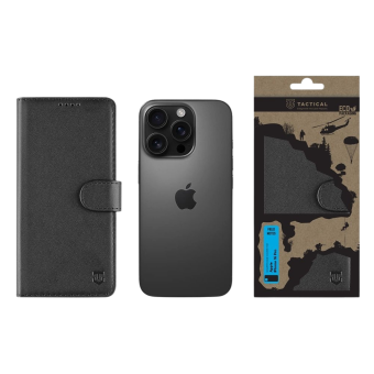 Tactical Field Notes Book iPhone 16 Pro - čierne (s prackou)