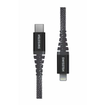 SWISSTEN Aramid Reinforced USB-C/Lightning 3A 60W 1,5m antracit