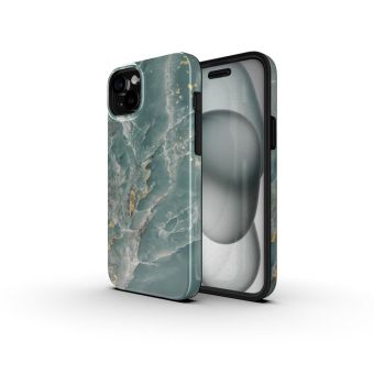 FORCELL F-PROTECT Mirage case compatible with MagSafe for IPHONE 16 PLUS green marble