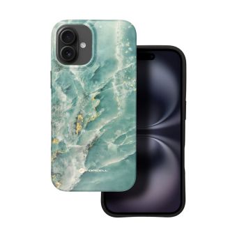 FORCELL F-PROTECT Mirage case compatible with MagSafe for IPHONE 16 PLUS green marble