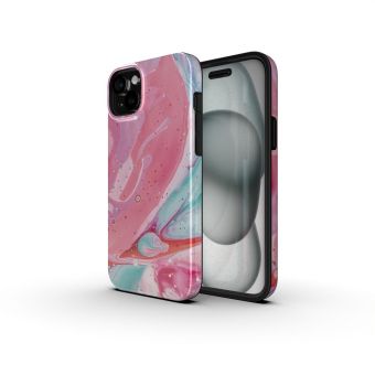FORCELL F-PROTECT Mirage case compatible with MagSafe for IPHONE 16 PLUS pink marble
