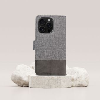 Gomma Book iPhone 16 Pro - sivé (s prackou)