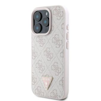 Obal Guess PU 4G Strass Triangle Metal Logo Apple iPhone 16 Pro GUHCP16LP4TDPP Pink