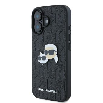 Karl Lagerfeld case for iPhone 16 6,1 KLHCP16SPGKLKCPK black Hard Monogram Karl&Choupette Head Pin