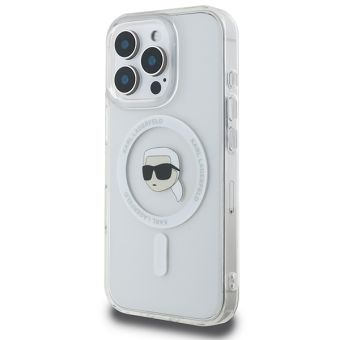 Karl Lagerfeld case for iPhone 16 Pro 6,3 KLHMP16LHLSKIH white Hard IML Metal Karl Head MagSafe