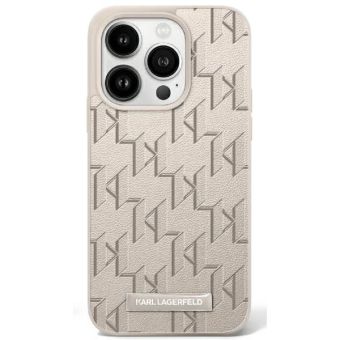 Karl Lagerfeld case for iPhone 16 Pro 6,3 KLHMP16LPKHPORPE Beige Hard Leather Monogram Metal Logo MagSafe
