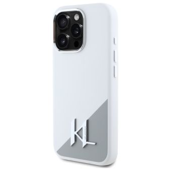 Karl Lagerfeld case for iPhone 16 Pro 6,3 KLHMP16LSCMKMPCH white Hard Silicone Shadow Metal Initial MagSafe