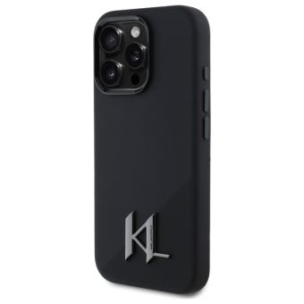 Karl Lagerfeld case for iPhone 16 Pro 6,3 KLHMP16LSCMKMPCK black Hard Silicone Shadow Metal Initial MagSafe