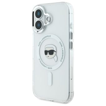 Karl Lagerfeld case for iPhone 16 6,1 KLHMP16SHLSKIH white Hard IML Metal Karl Head MagSafe