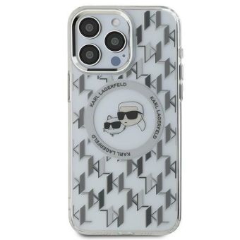Karl Lagerfeld case for iPhone 16 6,1 KLHMP16SHMCKMHT transparent Hard IML Monogram Karl&Choupette Head MagSafe